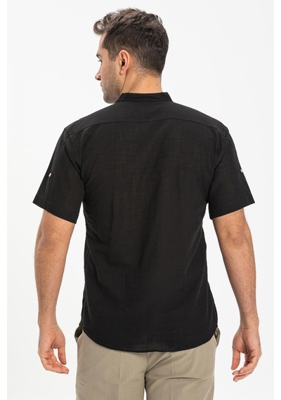 Kısa Kol Şile Bezi Bodrum Erkek T-shirt Siyah 3003 Siyah