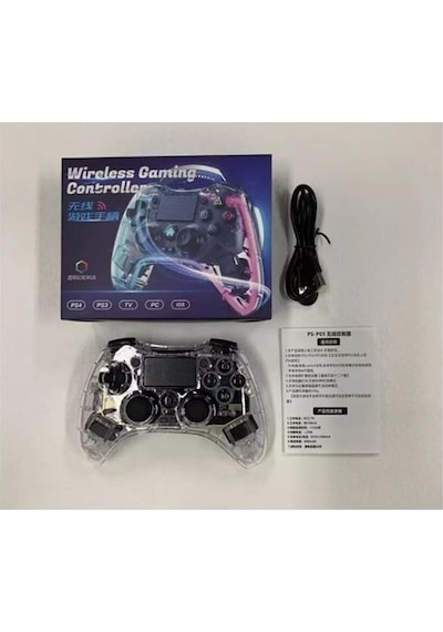 Şeffaf Rgb Işıklı Gamepad Joystickkablosuz Oyun Kolu Ps4 Ps3 Pc Android Tv Telefon Uyumlu