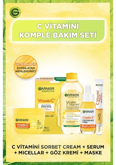 C Vitamini Bakım Seti: Yüz Kremi, Kağıt Maske, Serum, Göz Kremi, Makyaj Temizleme Suyu pktcvitfullset-11176