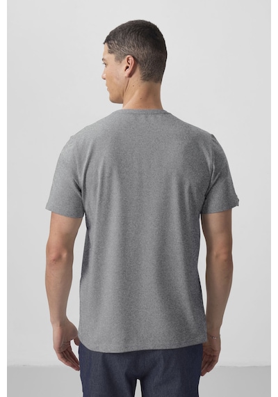 Tommylife Gri Melanj Basic Kısa Kol Standart Kalıp V Yaka Erkek T-shirt - 87912 Gri Melanj