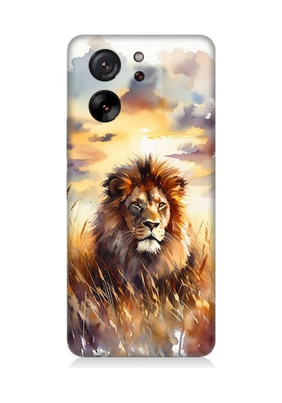 Xiaomi Mi 13t Pro Uyumlu Günbatımında Gururlu Aslan Desenli Silikon Kılıf Çok Renkli