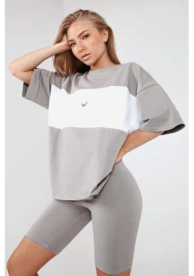 Madmext Mad Girls Boyalı Gri Nakışlı Tişört Mg1421-boyalı Gri