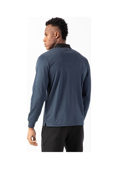 Maraton Sportswear Regular Erkek Polo Yaka Uzun Kol Basic Siyahmelanj Sweatshirt 22432-siyahmelanj