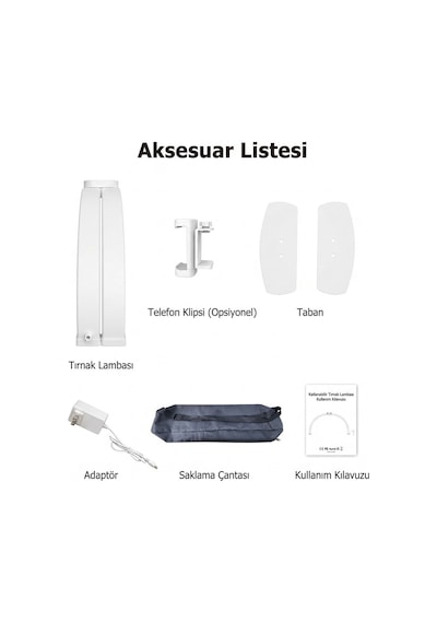Trled F-550a Beyaz 55cm Katlanabilir Yarım Ay Protez Tırnak Ve Güzellik Uzmanı Masa Lambası Beyaz