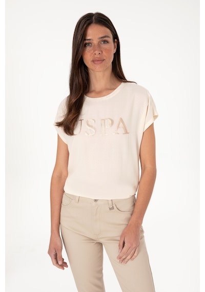 U.S. Polo Assn. Kadın Krem Bisiklet Yaka Tişört 50300777-VR071