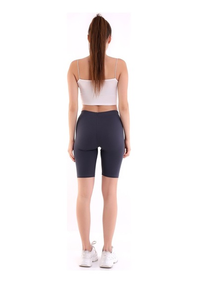 Self Clothing Kadın Koyu Gri Penye Kumaş Yüksek Bel Kısa Tayt Slf1295