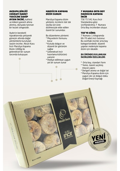 Kuru İncir Marsilya Kapama Dizim 1000g Aydın İnciri Ab Coğrafi İşaretli 1 KG
