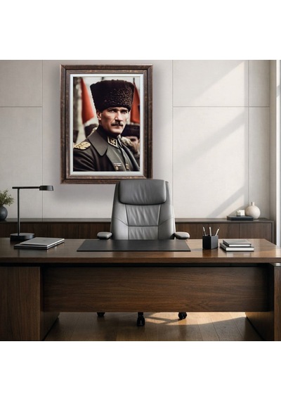 Çerçeveli Deri Atatürk Tablosu 20 Çerçeveli Tablo 61x81 Cm Diğer