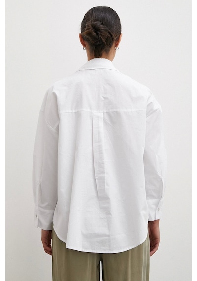 Never More Tek Cepli Oversize Gömlek Beyaz