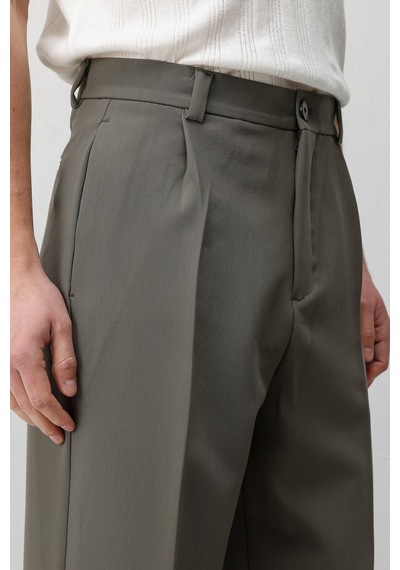 Antioch Relax Fit Baggy Pilili Erkek Pantolon Koyu Haki