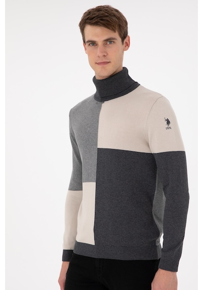 U.S. Polo Assn. Erkek Slim Fit Yarım Balıkçı Yaka Koyu Yeşil Kazak 50297057-VR049