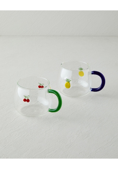 English Home Cherry Borosilikat Cam Kupa 400 Ml Kırmızı - Yeşil