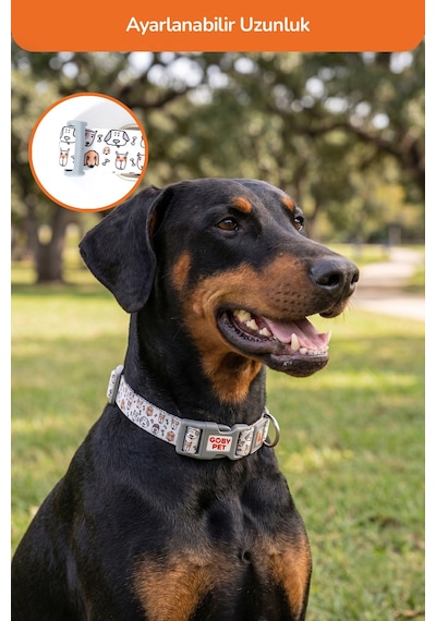 Köpekler İçin Dayanıklı Ve Güvenli, Desenli Boyun Tasması 25mm Gri
