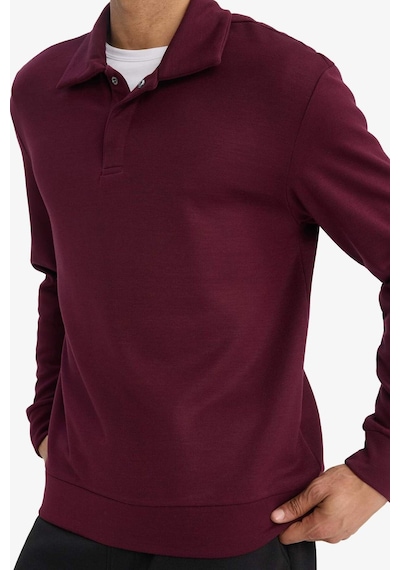 Defacto Standart Fit Polo Yaka Modal Sporcu Sweatshirt G3596ax25wnbr34 Bordo-br34