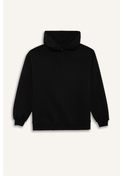 Defacto Relax Fit Kapüşonlu Basic Düz Kalın Sweatshirt D9935ax25wnbk81 Siyah