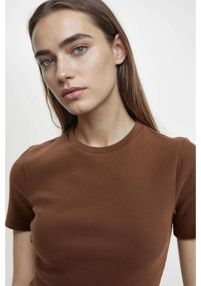 DeFacto Coool Bodycon Vücudu Saran Bisiklet Yaka Fitilli Kaşkorse Kısa Kollu Mini Elbise -  C1503AX24SPBN321