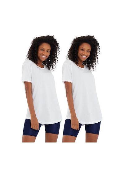 Beyaz 2 Li Paket Regular/normal Kesim Pis Yaka Kısa Kollu İç Göstermeyen Kadın T-shirt Beyaz-beyaz