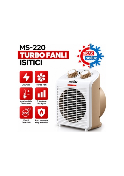 Sıcak - Soğuk Turbo Fanlı Isıtıcı 3 Kademe Hız Ayar 2000w Ms-220