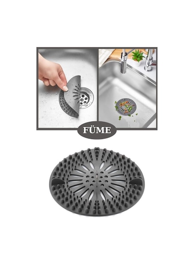 Mainshop Süzgeçli Lavabo Banyo Küvet Tıkacı, Yuvarlak Evye Küvet Banyo Gider Kapağı Füme