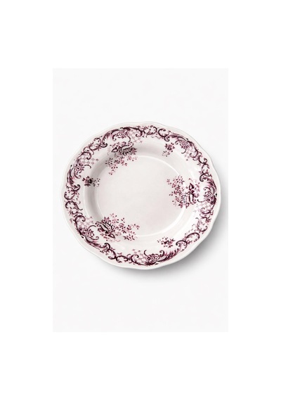 24 Parça 6 Kişilik Mürdüm Floral Desen Porselen Yemek Takımı