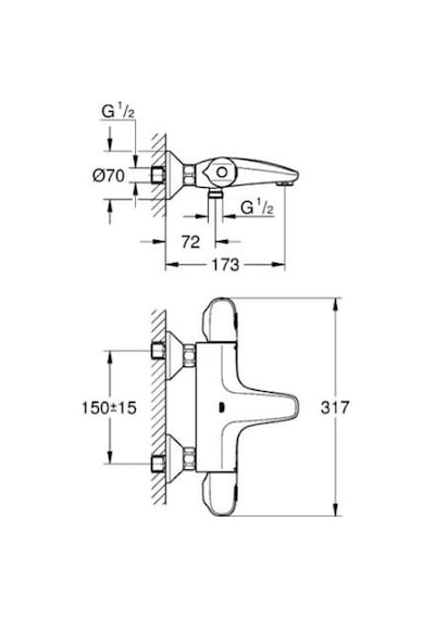 Grohe Grohtherm 1000 34816003 Termostatik Banyo Bataryası Gümüş