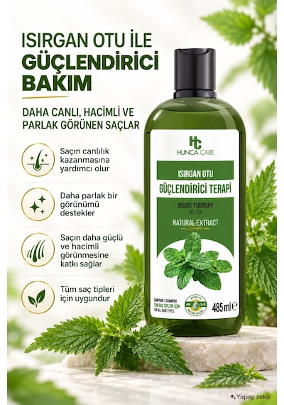 Isırgan Otlu Bitkisel Şampuan, Saçların Parlak Görünmesine Yardımcı,485 Ml 10 Adet