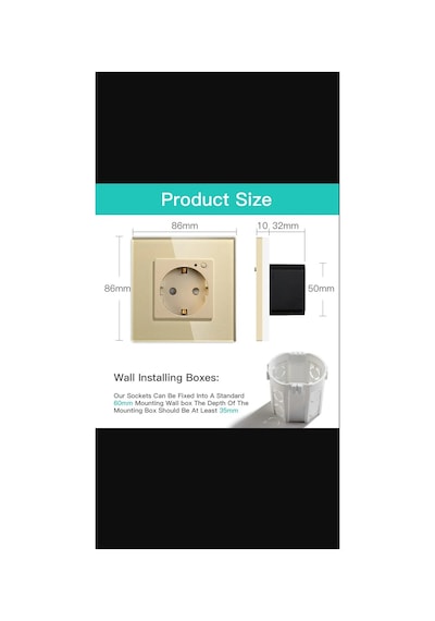 Cam Akıllı Priz Gold Renk Wifi Bluetooth Duvar İçin Gömülü