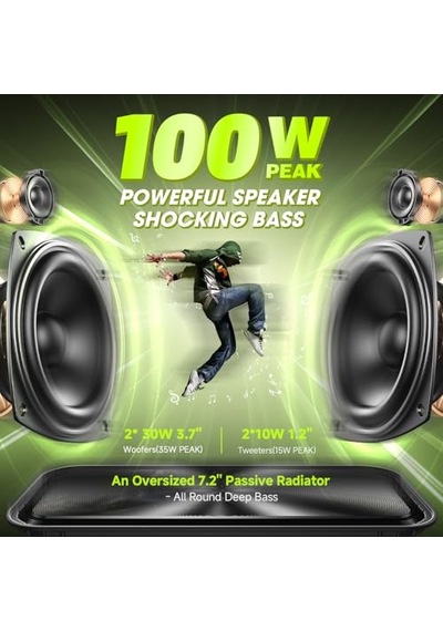 Subwoofer İle Taşınabilir Loud Bluetooth Hoparlörler 100w Tepe 60w Açık Hoparlör Bluetooth Kablosuz Su Geçirmez H