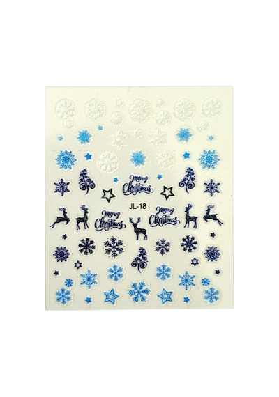 No.18 - Geyik Kar Tanesi Figürlü 3d Tasarım Yapışkan Tırnak Sticker Tırnak Dövmesi Nail Art