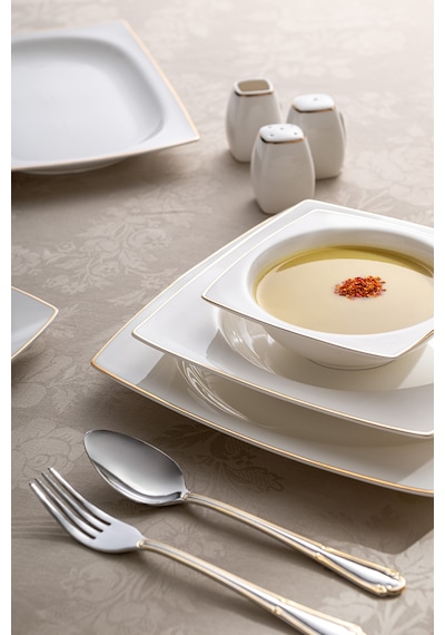 Emsan Yeni Karmen 60 Parça 12 Kişilik Yemek Takımı Kare Gold