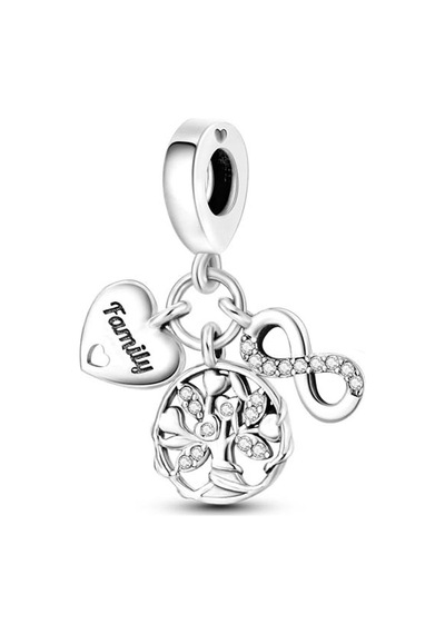 Sonsuza Dek Aile Ve Ağacı Sallantılı Charm Gümüş