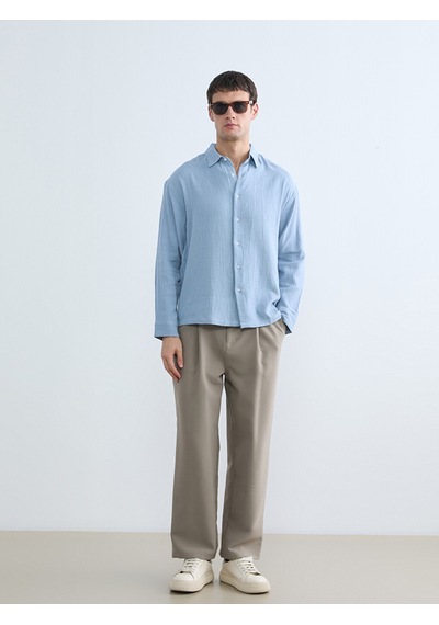 Lcw Vision Mavi Regular Fit Dokulu Erkek Gömlek
