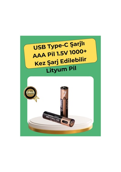 Aaa Boyutunda Usb Şarjlı Pil Kompakt Tasarım, Geniş Uyumluluk Diğer