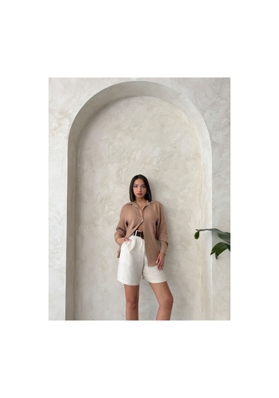 Verymoda Kemerli Şort D2686 Taş