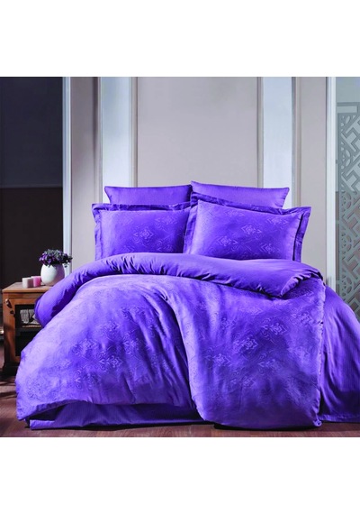 Maxstyle Jakarlı Saten Giza Koyu Lila Double Nevresim Takımı Lila