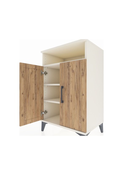 Hyperion Komodin 3 Raflı 2 Kapaklı 60x44x96 Aytaşı-çam Aytaşı