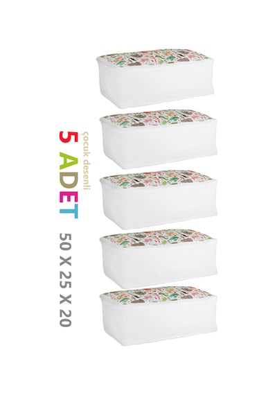 Vedsey 5'li Set Sevimli Hayvan Desenli 50x25x20 CM Hurç Çok Renkli