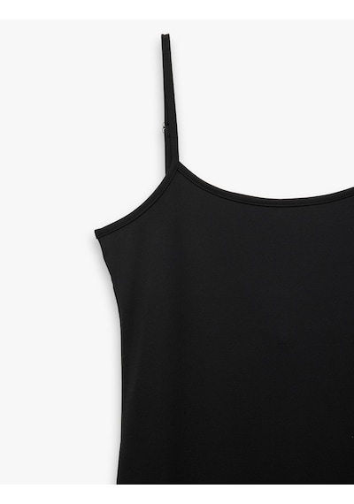 Koton Slim Fit İnce Askılı Uzun Elbise Siyah 5sal80023ık Siyah