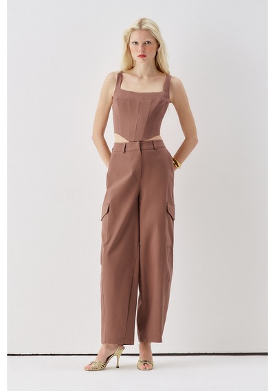 Sagaza Studio Ss6152 Kargo Cepli Pantolon Kahve