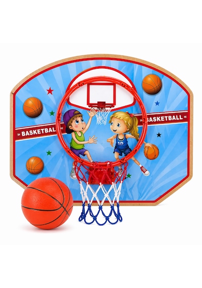 Ahşap Midi Basketbol Potası 45x35 Cm + Top Seti Duvara Asılabilir Çocuk Oyun Seti