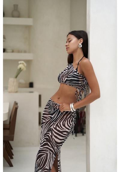 Mai Collection Mai Studios Co. Efthimos Tek Omuz Siyah Crop Etek Takım Siyah