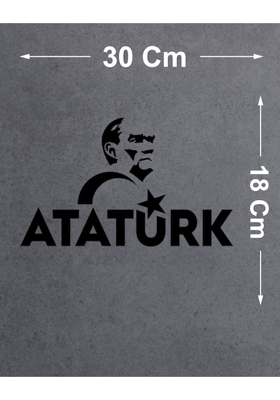 Atatürk Ve Ay Yıldız Sticker - Araba Oto Motosiklet Karavan Araç Cam Sticker - 00347 30x18 Cm