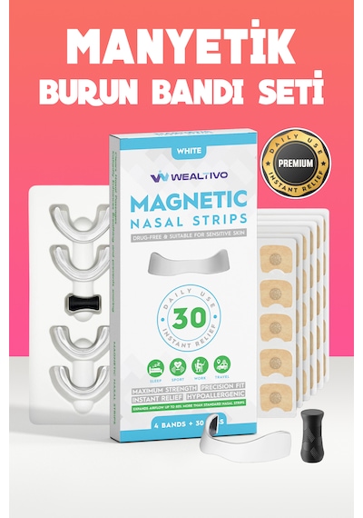 Wealtivo Horlama Önleyici Burun Bandı Beyaz 30'lu Set