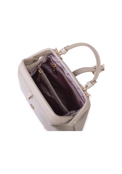 Nas Bag Hakiki Deri Görünümlü Vintage Doktor Çantası Küçük Boy El Ve Omuz Çantası Kum Victoria