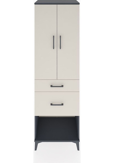 Hyperion Dolap 3 Raflı 2 Çekmeceli 2 Kapaklı 60x44x195 Antrasit-aytaşı Antrasit