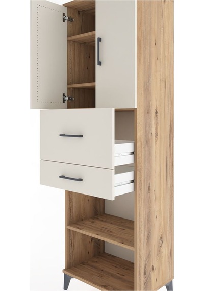 Hyperion Dolap 4 Raflı 2 Çekmeceli 2 Kapaklı 60x44x195 Çam-aytaşı Atlas Çam