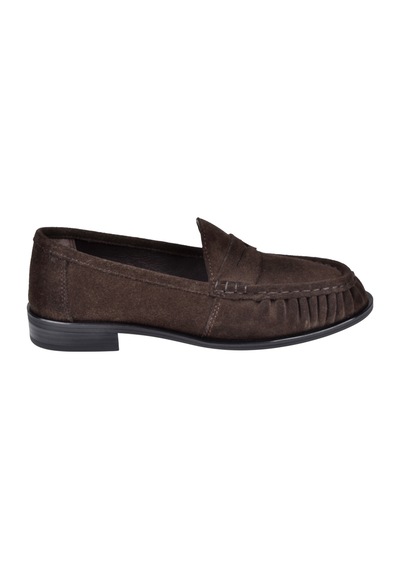 Pullman Hakiki Deri Loafer Kadın Ayakkabı Plm-2634 Kahve Süet