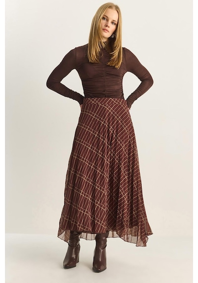 Shade Kadın Kare Desenli Piliseli Astarlı Şifon Etek 60283903 - Kahve-yeşil Çok Renkli Shade Kadın Kare Desenli Piliseli Astarlı Şifon Etek 60283903 - Kahve-yeşil Çok Renkli