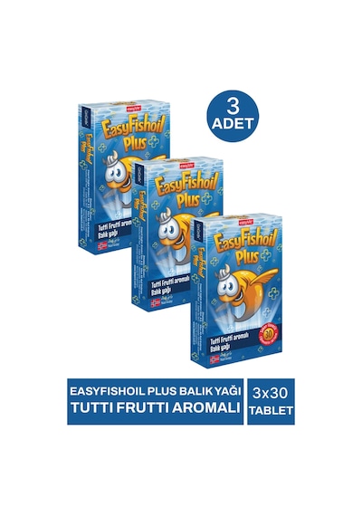 Easyfishoil Plus Balık Yağı Tutti Frutti Aromalı 3 x 30 Çiğnenebilir Jel