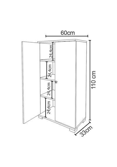 2 Kapaklı Çok Amaçlı Mutfak, Banyo, Kiler Dolabı Antrasit / Beyaz